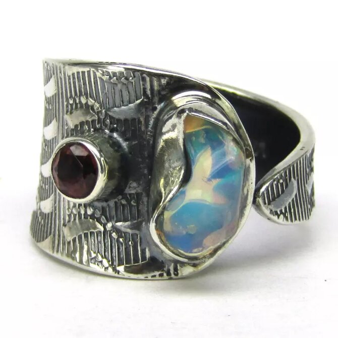 AutorskeSperky.com - Stříbrný prsten s opálem -  S7082 Stříbro