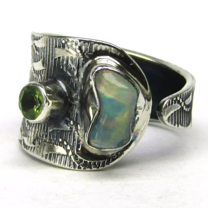 AutorskeSperky.com - Stříbrný prsten s opálem -  S7084 Stříbro