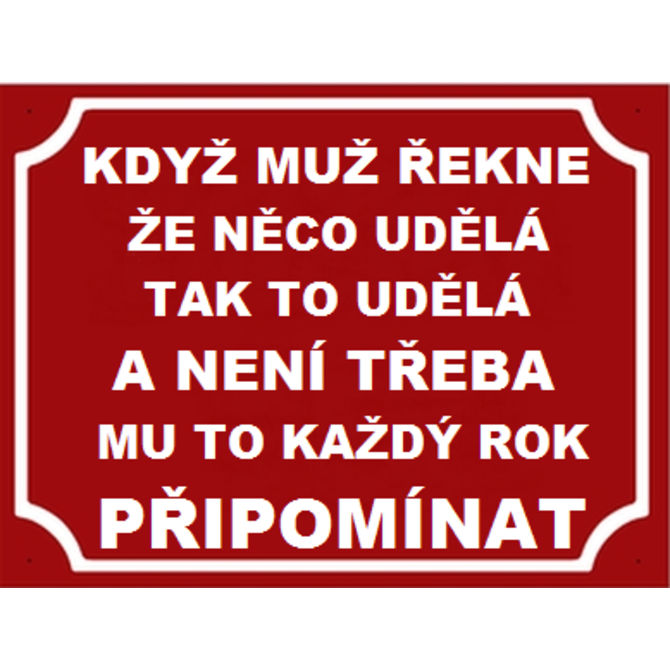 Plechová cedulka 20 x 15 cm – Když muž řekne