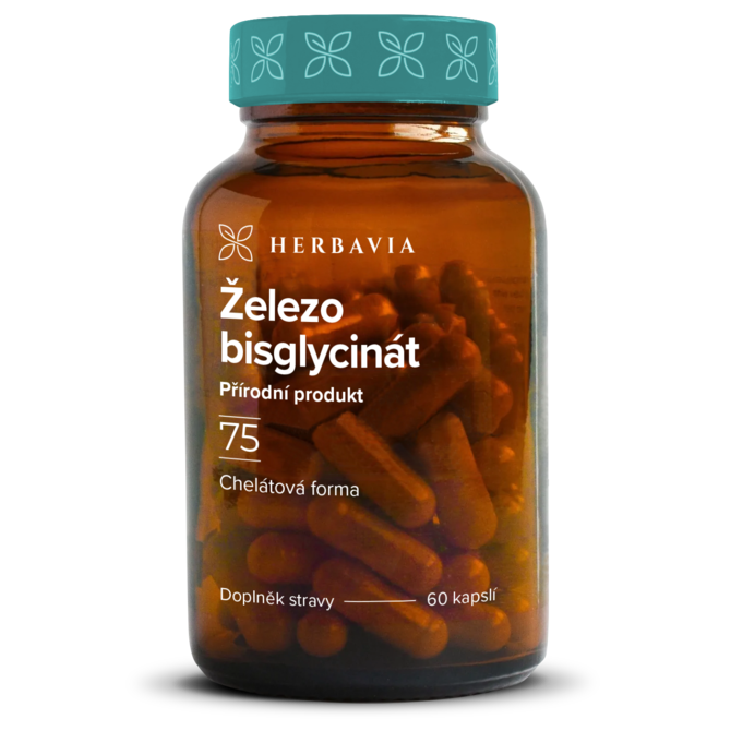 Železo bisglycinát -chelát-  přírodní produkt - 60 kapslí / Herbavia.cz