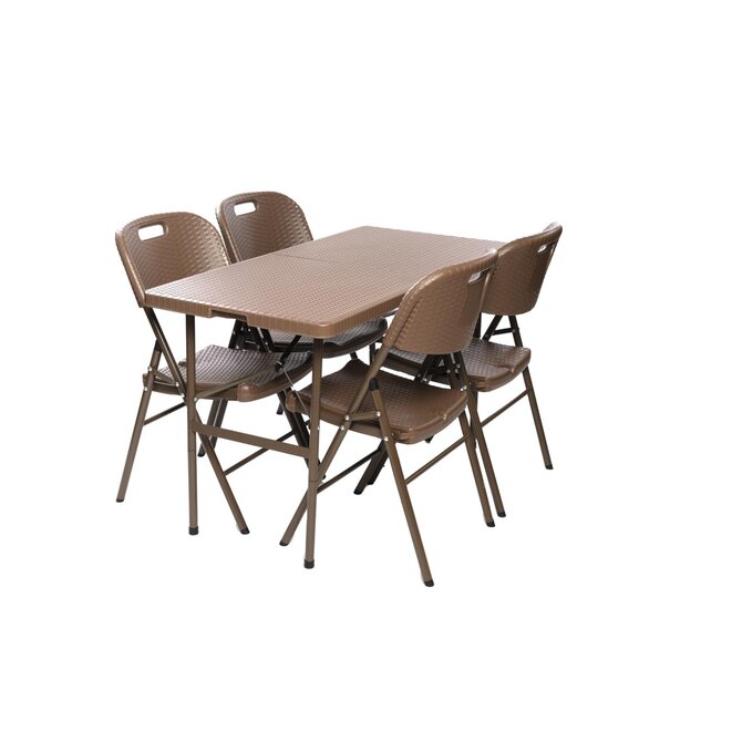 TENTino Zahradní set RATTAN - STŮL 122x60 PŮL + 4x ŽIDLE