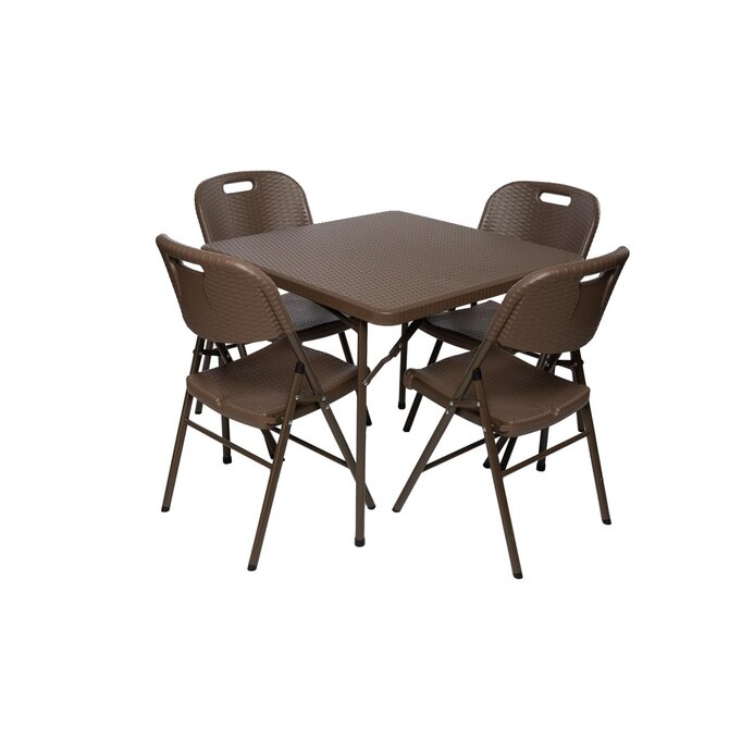 TENTino Zahradní set RATTAN - STŮL 86x86 + 4x ŽIDLE